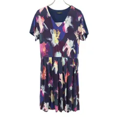 Paul Smith ポールスミス 半袖 Vネック ワンピース M パープル系 ストレッチ レディース 古着