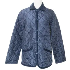ラベンハム LAVENHAM 514-02-0337 キルティングジャケット ブルゾン 中綿 襟コーズ パイピング 38 M相当 紺 ネイビー IBO64 Xのサムネイル