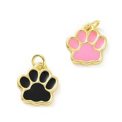 アクセサリーパーツ 肉球ラックメッキ真鍮エナメルチャーム 材料 足跡 足あと 猫柄 犬柄 ネコ柄