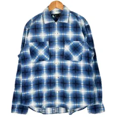 美品 Town&Country タウン＆カントリー チェック 秋冬 AW 長袖シャツ コットン ブルー メンズ M ネルシャツ【古着】【中古】【送料無料】