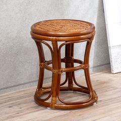 【新品※ショップ出品】天然籐スツール ブラウン ラタン 籐 チェア 椅子 丸椅子