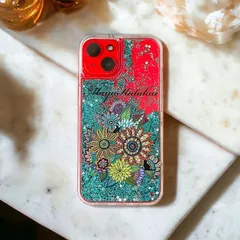 名前入り♡キラキラシェルフラワー✨淡色✨フレーク♡iPhoneケース 名入れ♡キラキラシェルフラワー✨淡いカラー✨フレーク入り
