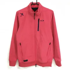 ★特価★【超美品】オークリー ジャケットブルゾン レッドピンク×ネイビー ロゴ刺しゅう 裏起毛 メンズ M ゴルフウェア Oakley