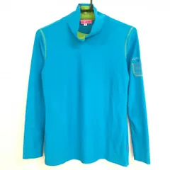 【超美品】ビバハート 長袖ハイネックシャツ ライトブルー×ライトグリーン  レディース 40(M) ゴルフウェア VIVA HEART