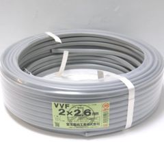 約9.7kg 富士電線工業 VVFケーブル 2×2.6mm 灰色 黒白 600Vビニル絶縁ビニルシースケーブル平形 2025年1月14日製 ≡DT6274