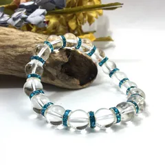 水晶 パワーストーン ブレスレット 天然石ブレスレット 10mm (ライトブルー) 4月誕生石 メンズ・レディース 男性・女性  数珠 クリスタル 幸運 ○