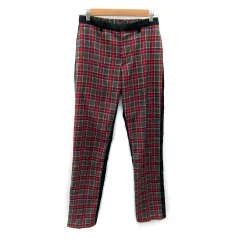 ビームスハート BEAMS HEART テーパードパンツ ロング丈 チェック柄 切替 マルチカラー 1 赤 グレー 緑 紺 /SY15