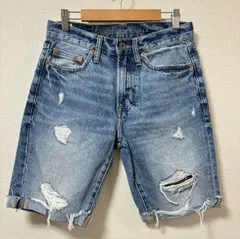 【AMERICAN EAGLE】アメリカンイーグル ショートパンツ ライトブルー デニム ジーンズ コットン 綿100% クラッシュ カットオフ アメカジ サーフ ダメージ 夏服 カジュアル レディース サイズw26 /M9520SS