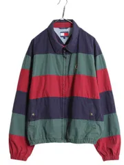 【お得なクーポン配布中!】 90s トミーヒルフィガー ボーダー スイングトップ ジャケット メンズ XL / 90年代 オールド TOMMY HILFIGER ジャンパー ブルゾン コットン