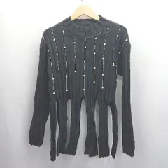 ◇ ⊇ ZARA ザラ パールビーズ 長袖 フリンジ ニット セーター サイズEUR M ブラック レディース E  【1503310004915】