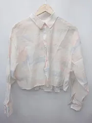 ◇ LOWRYS FARM ローリーズ ショート丈 デザイン シアー 長袖 ブラウス サイズ1 ライトベージュ マルチ レディース P  【1406240007691】