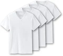 Y's factory インナーシャツ メンズ 半袖Tシャツ やわらか肌触り クルーネック Vネック 肌着 下着 アンダーウエア オールシーズン 吸汗速乾(Vネック4枚セット,  M)