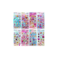 【新品】 Evbyws グリッター シャカシャカ シール 8種類 可愛いステッカー ぷくふくシール スパンコール付き 手帳 ノート アルバム カレンダー スーツケース ヘルメット スケジュール 1