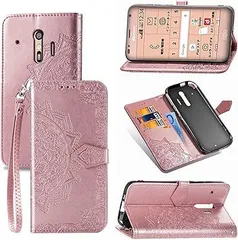【在庫処分】らくらくスマートフォン F-42A ケース 手帳型 ォン ケース 可愛い花柄 合皮PUレザー カード収納 ストラップホール付き Fujitsu 富士通 F-01L / F-42A カバー ケース 花 人気 財布型 らくらくスマートフォン m