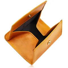 メンズ 本革 イタリアンレザー 小銭入れ コインケース ボックス型 薄型 YANKEE保証タグ付 イエロー