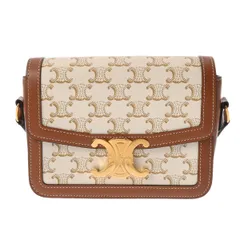 セリーヌ  ティーントリオンフバッグ ホワイト  188882BZ4  レディース  トリオンフキャンバス/カーフスキン ショルダーバッグ