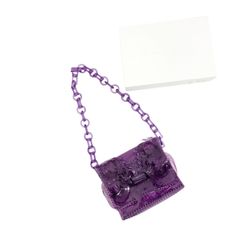 Mame Kurogouchi マメクロゴウチ Vinyl Chloride Laptop Clutch Bag PVC チェーンバッグ パープル MM5-AC095