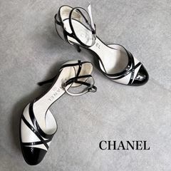 Chanel-@ブラック オープントゥ ハイヒール37C - メルカリ