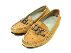 Salvatore Ferragamo フェラガモ ガンチーニ オーストリッチ型押しレザー ローファー サイズ 5 1/2 (約22.5cm) 靴 シューズ DI6967