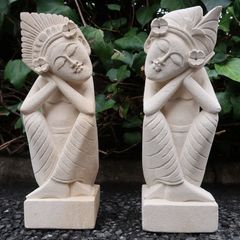 バリ島 彫刻 壁掛け バリニーズ 人形 ストーンレリーフ パラス石 土産