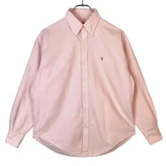 ラルフローレンスポーツRalph Lauren Sport長袖ボタンダウンシャツオックスフォードシャツ白ホワイトピンクコットンカラーポニーロゴ刺繍ストライプvintageヴィンテージ50304