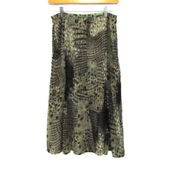 コルディア ロングスカート ボトムス フレア 総柄 日本製 レディース 40サイズ ベージュ×黒 CORDIER 【中古】