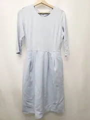 ◇ ⊆ BENETTON ベネトン 七分袖 膝丈 ワンピース サイズL ライトブルー レディース E  【1506250005158】