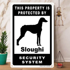 雑貨【Sloughi/スルーギ】  Dog ドッグ  犬    メタルポスタ―　Security  セキュリティー 警告  ヤードサイン メタルプレート  ブリキ看板  -193