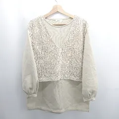 ◇ ⊇ tal.by yumi 2way レース ベスト 長袖 カットソー サイズL ベージュ レディース E  【1506300032134】