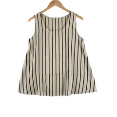 美品 ノーブランド  ストライプ 春夏 SS タンクトップ ポリエステル ベージュ レディース 38【古着】【中古】【送料無料】