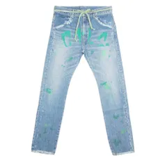 未使用 CVTVLIST×ROYAL FLASH カタリスト×ロイヤルフラッシュ 別注 デニム パンツ ジーンズ ダメージ加工 ペイント 1 インディゴブルー メンズ 古着 中古 USEDのサムネイル