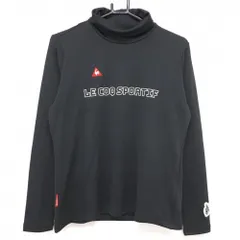 ★SALE価格★【美品】ルコック 長袖タートルネックシャツ 黒 裏微起毛 ロゴプリント レディース LL ゴルフウェア le coq sportif