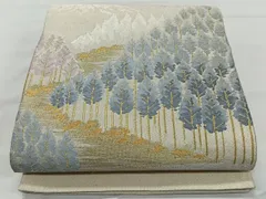 平和屋着物◎太鼓柄袋帯　綴れ　樹林文　金銀糸　正絹　逸品　CAAT8695kb