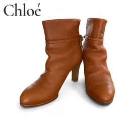 【美品】✨Chloe クロエ 23cm ロングブーツ レザー 茶系 36 y2k クロエ Chloé サイドロゴ ロングブーツ ブラックレザー リーガル