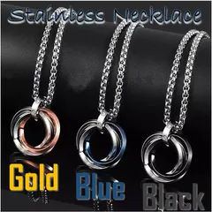 3連リング チェーン ネックレス 3色 メンズ レディース 韓国