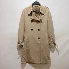 emsexciteトレンチコートロング秋冬襟付きベージュボタンウエストリボン結びM