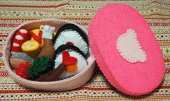 フエルトのおままごと　お弁当(中身入り)　ピンク　くま