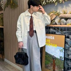 ユニクロ デニム ワークジャケット オーバーサイズ ユニセックス ホワイト 白