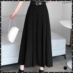 プリーツスカート ベルト付き 韓国風 レディース Aラインスカート 無地 ハイウエスト 体型カバー ボトムス お洒落 ロングスカート 着やせ 秋冬 スカート シンプル カジュアルきれいめ 大人可愛いスカート
