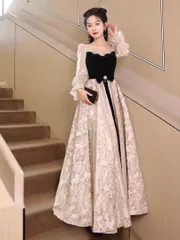 25年新作 ロングドレス★★エレガントな刺繍パーティー用お姫様スタイル