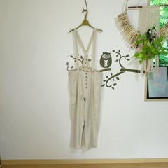 【SALE】つつむ　サロペットにもなる2WAYパンツ★生成りトライプ
