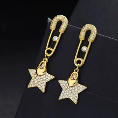 スター ピアス ビジュー ゴールド レディース 星 安全ピン 韓国 オルチャン キラキラ ゆめかわ 姫 ビジュー ナチュラル ギフト 贈り物 新品