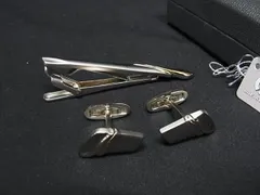 ■極美品■ mila schon ミラショーン カフス カフリンクス ネクタイピン タイクリップ アクセサリー 2点セット シルバー系 DE6900 冠婚葬祭 結婚式 葬式