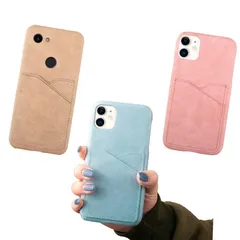 [処分 3個セット] iPhone 11 ケース カバー シンプル バンパー ポケット iPhone11 ベージュ ピンク ブルー レザー 革 送料無料 安い