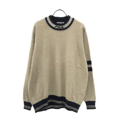 フィラ 長袖 モックネック セーター M アイボリー×ネイビー FILA ニット メンズ