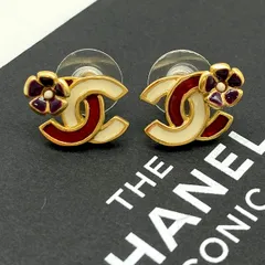 CHANEL シャネル ピアス 両耳 CC ココマーク カメリア ゴールド レッドマルチ 花 ベージュ 管理番号：3548