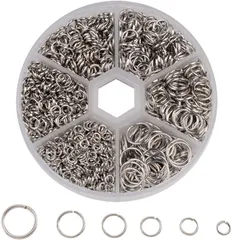 丸カン 6種セット （3mm 4mm 5mm 6mm 7mm 8mm ）鉄製 丸環 基礎パーツ ジャンプリング 丸カン リング ピアス パーツ セット アクセサリーパーツ ハンドメイド アクセサリーパーツ DIY用品 ブレスレット ネックレスなど 収納ケース付