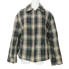 ウールリッチ WOOLRICH 美品 チェック ジャケット ウール ジップアップ M ブラウン グリーン Xのサムネイル