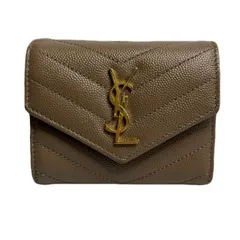 Yves Saint Laurent イヴ・サンローラン　ベージュ長財布 YSL イヴ・サンローラン 長財布 キャビアスキン ラウンド