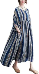 Ｍｉｎｅｓａｍ オーバーサイズ ワンピース レディース ロングワンピース おしゃれ ゆったり( 02 ブルー,  Free Size)